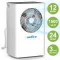 AIRFIRE 12 Pints Dehumidifiers (DOE), up to 1500 Sq.Ft Dehumidifier with Drain Hose, 0.59 Gal Water Tank, Overflow Protection, Dehumidifiers for Home Basement Bedroom Bathroom Laundry Room