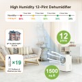 AIRFIRE 12 Pints Dehumidifiers (DOE), up to 1500 Sq.Ft Dehumidifier with Drain Hose, 0.59 Gal Water Tank, Overflow Protection, Dehumidifiers for Home Basement Bedroom Bathroom Laundry Room