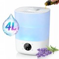 4L Cool Mist Humidifier with Auto Humidity Control and Timer for Large Room, Essential Oil Diffuser Air Humidifier for Bedroom, Overnight Use, Quiet Run, Night Light, White