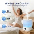 4L Cool Mist Humidifier with Auto Humidity Control and Timer for Large Room, Essential Oil Diffuser Air Humidifier for Bedroom, Overnight Use, Quiet Run, Night Light, White
