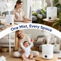 4L Cool Mist Humidifier with Auto Humidity Control and Timer for Large Room, Essential Oil Diffuser Air Humidifier for Bedroom, Overnight Use, Quiet Run, Night Light, White